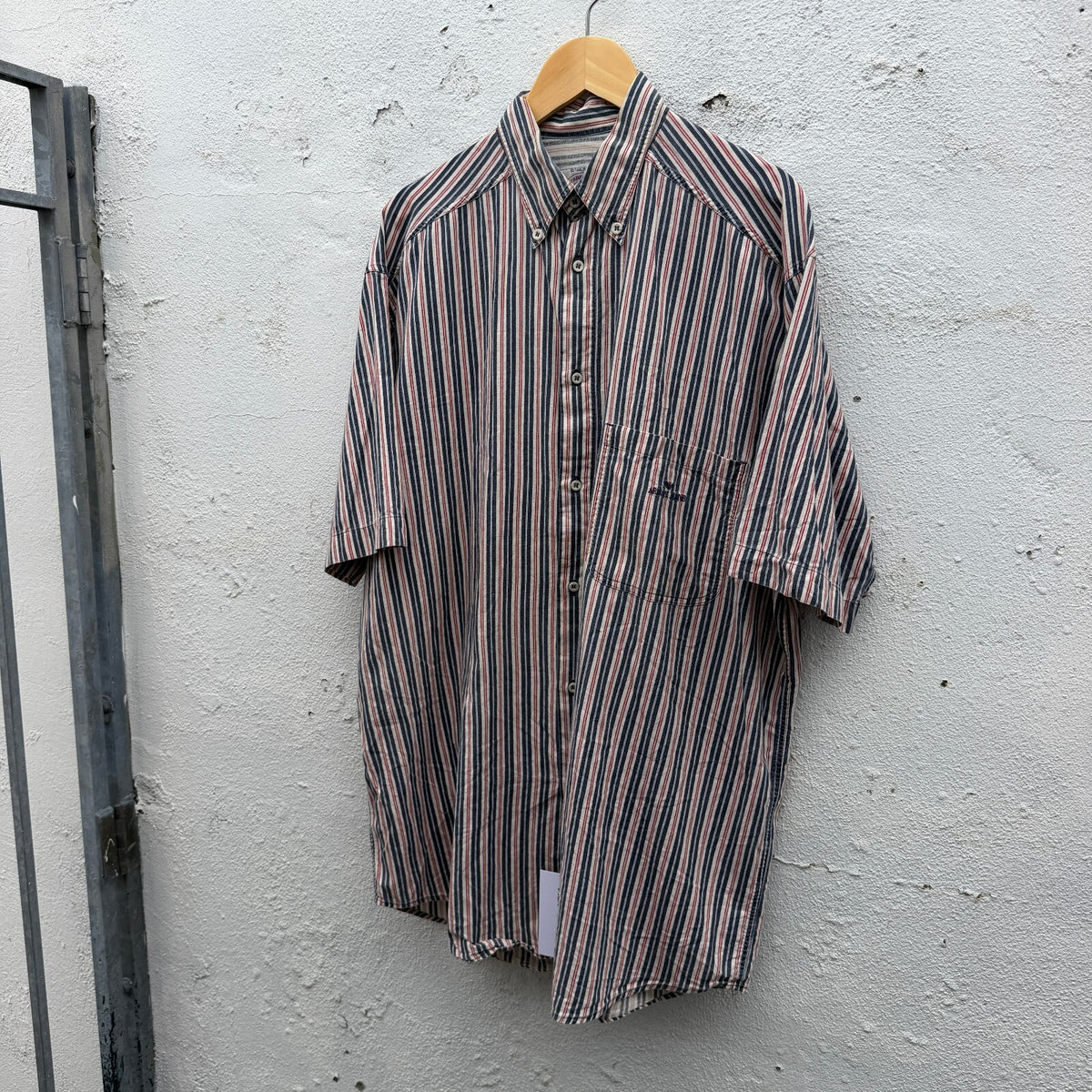 90s Armani Jeans Striped Button Down Pocket Shirt vintage