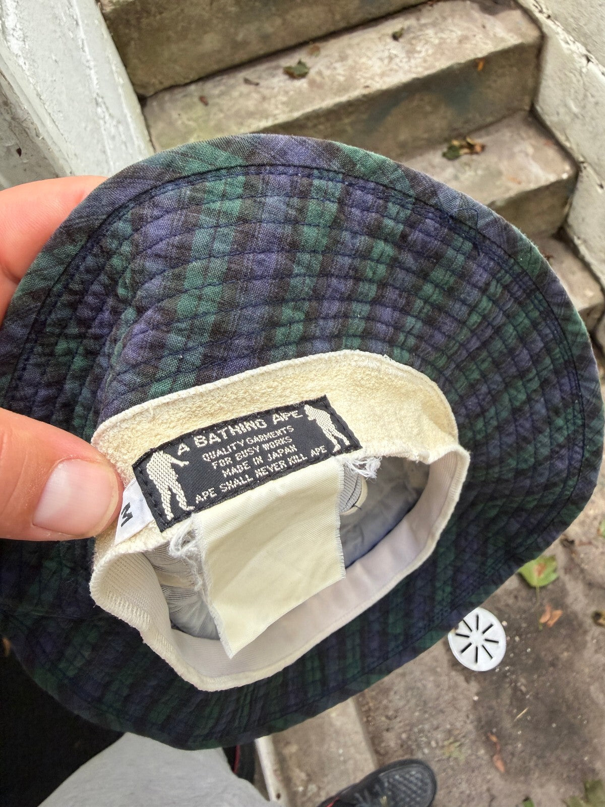 90s Bape faded Plaid Bucket Hat