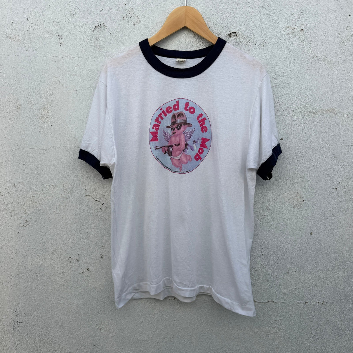 90s Married To The Mob Graphic Print Ringer Tshirt
