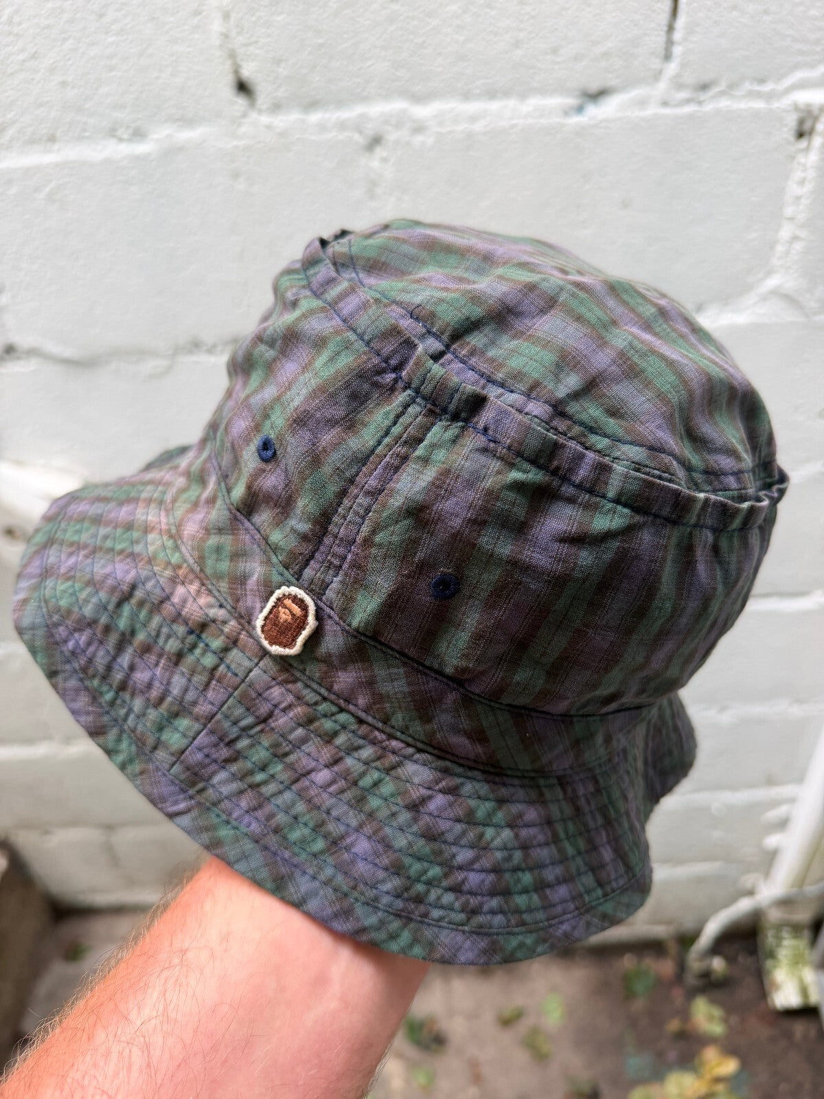 90s Bape faded Plaid Bucket Hat