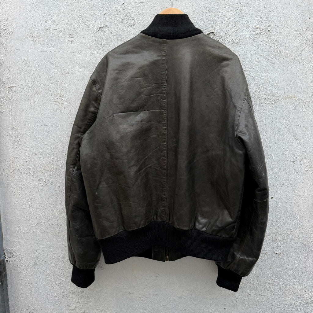 Vintage 90s Armani Jean Leather Bomber Jacket