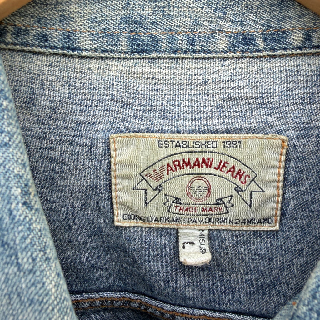 Armani Jeans Denim Patchwork Button Down Shirt 90s