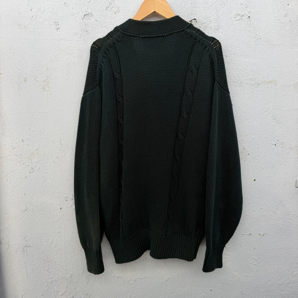 90s Comme Des Garcons Homme Green Cardigan Knit Sweater