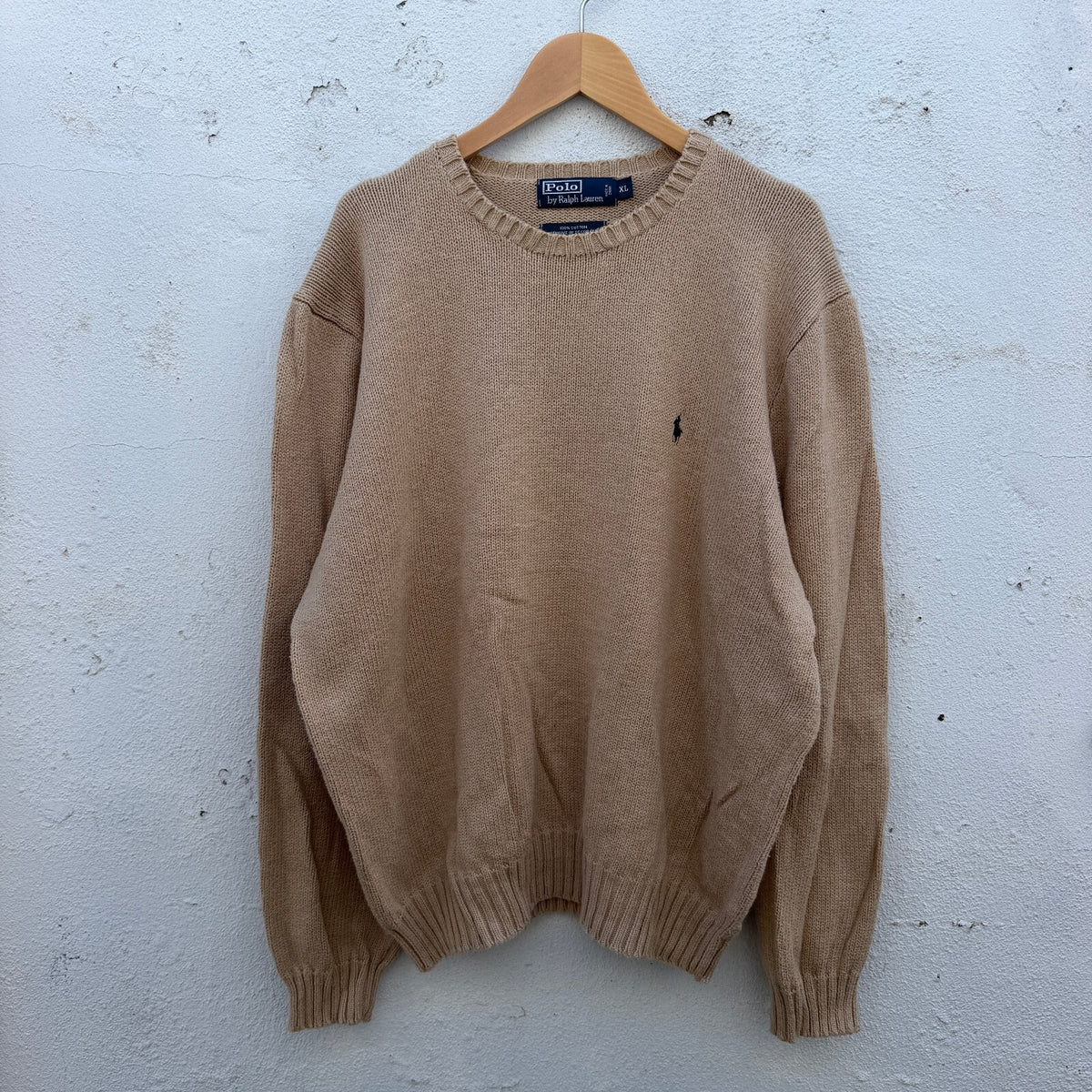 Vintage Polo Ralph Lauren Tan Knit Sweater 90s