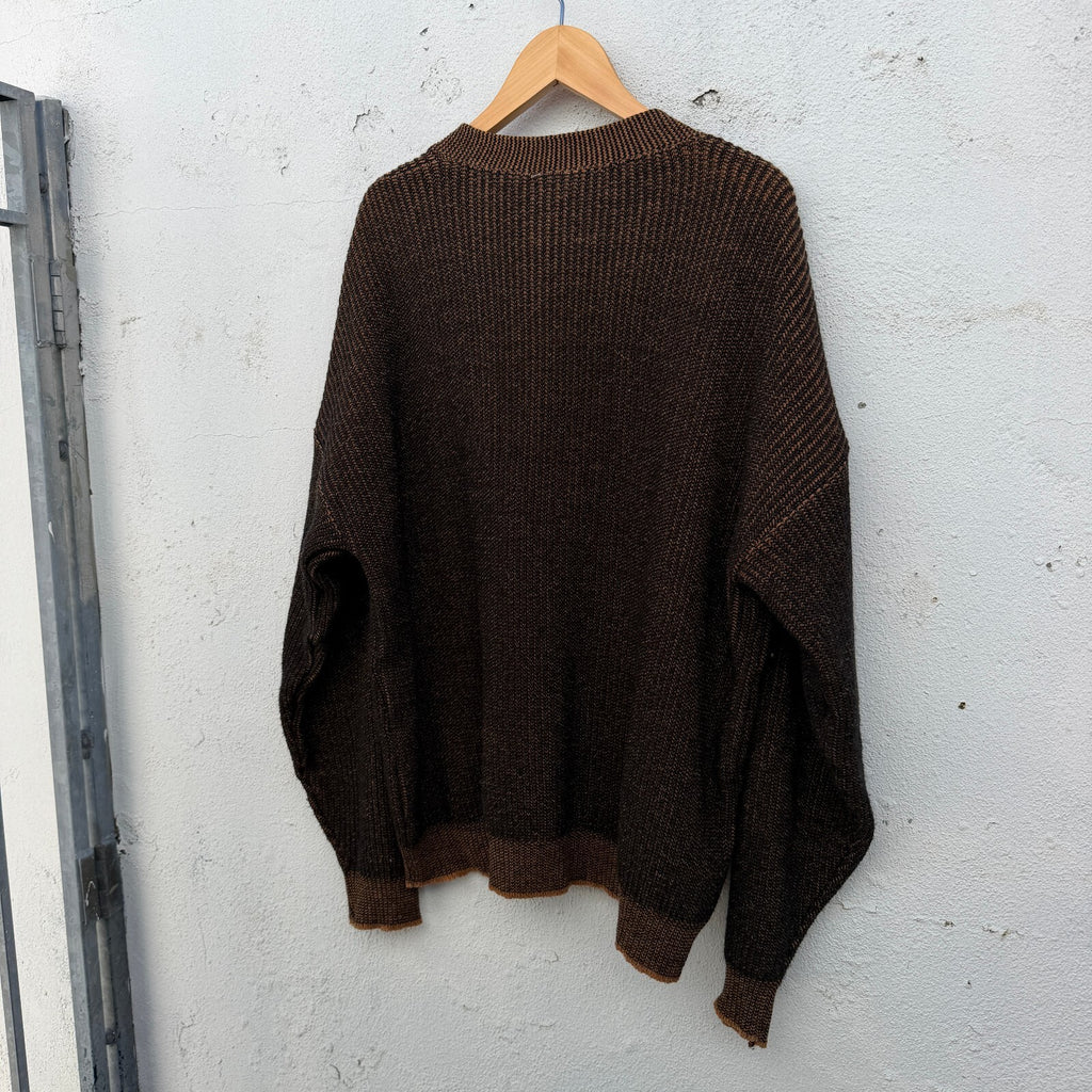 Vintage 90s 2 Tone Button Down Cardigan Knit Sweater