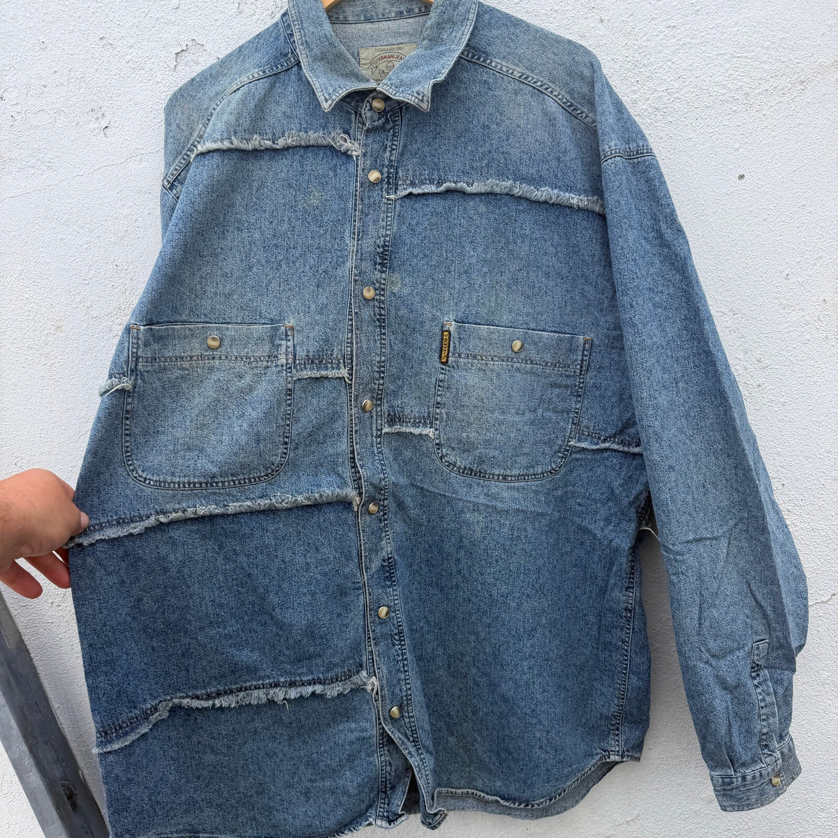 Armani Jeans Denim Patchwork Button Down Shirt 90s