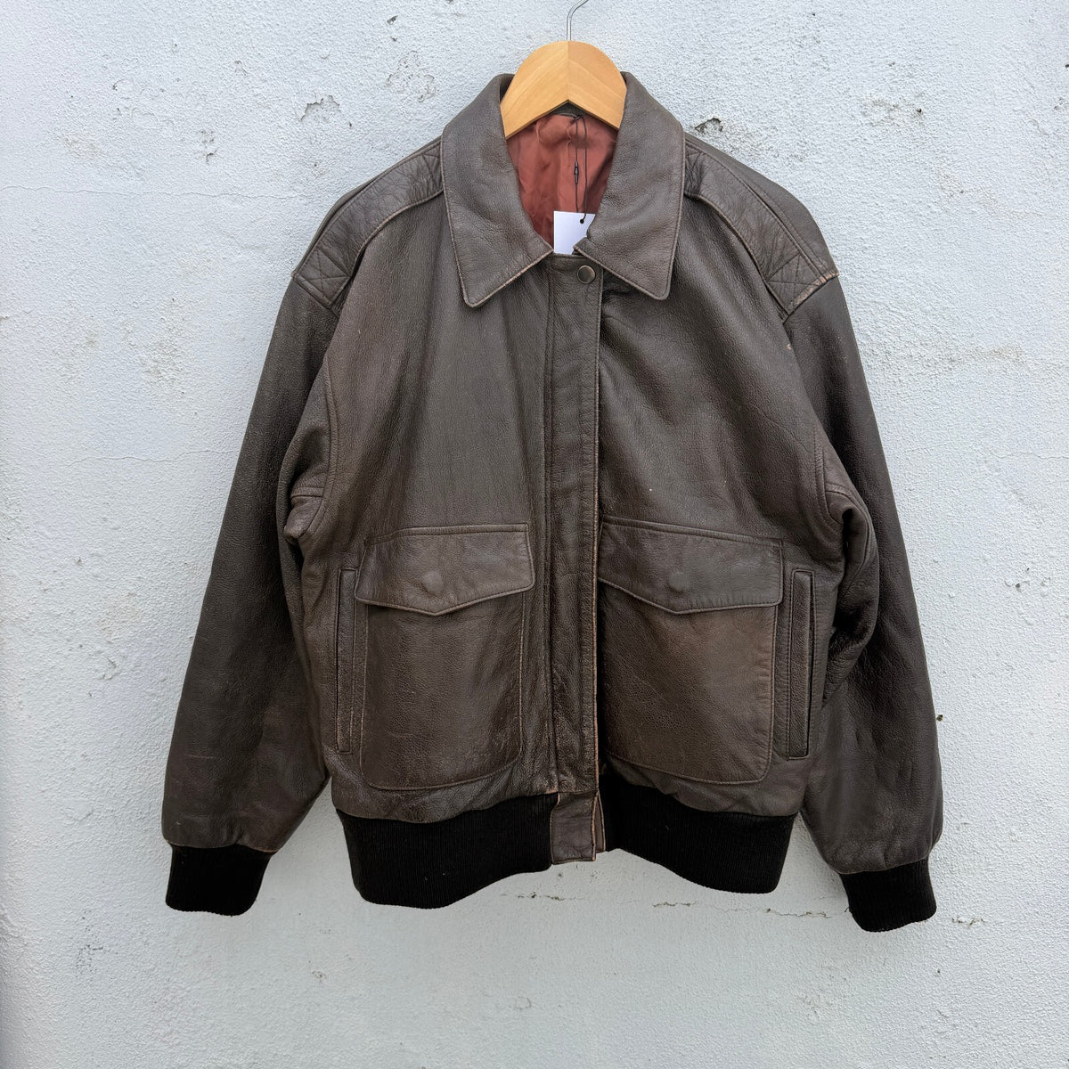 80s A2 Leather Bomber Military Jacket