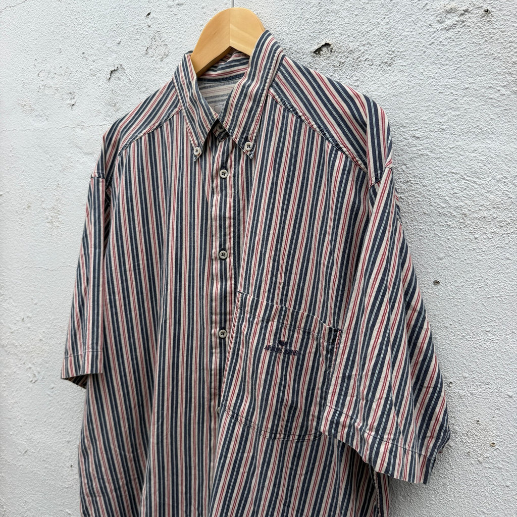 90s Armani Jeans Striped Button Down Pocket Shirt vintage