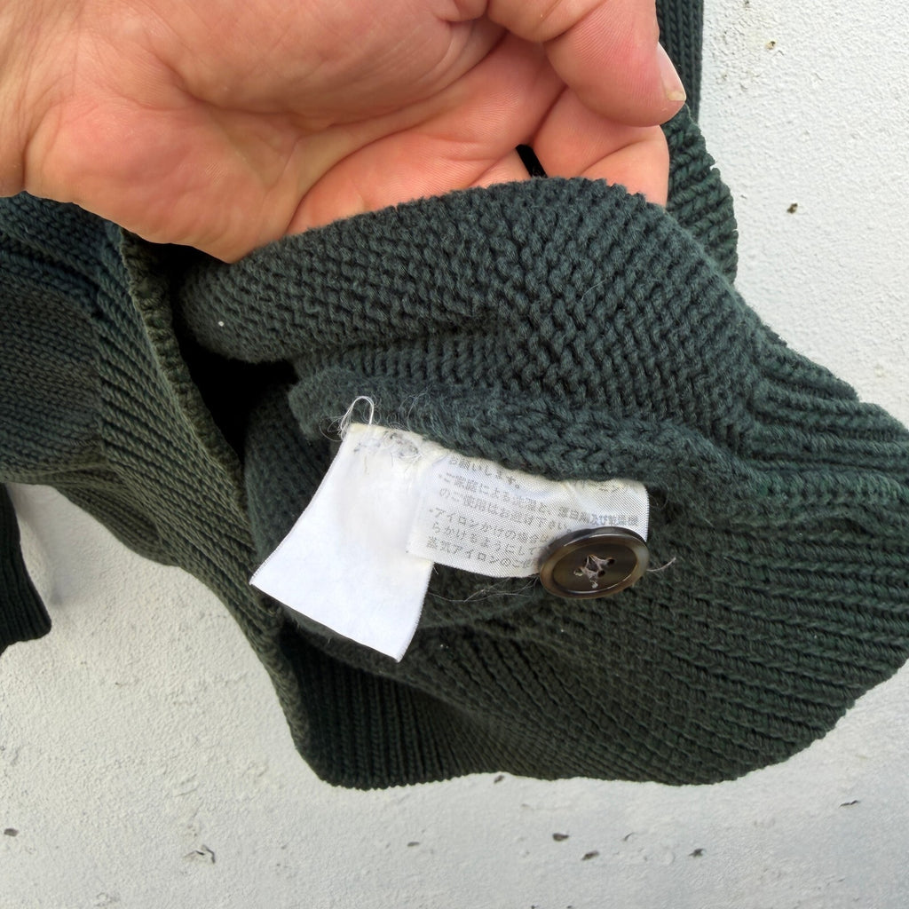 90s Comme Des Garcons Homme Green Cardigan Knit Sweater