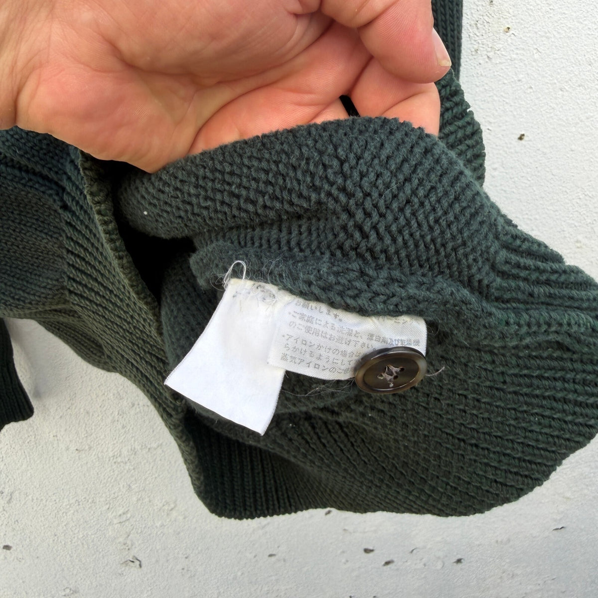 90s Comme Des Garcons Homme Green Cardigan Knit Sweater