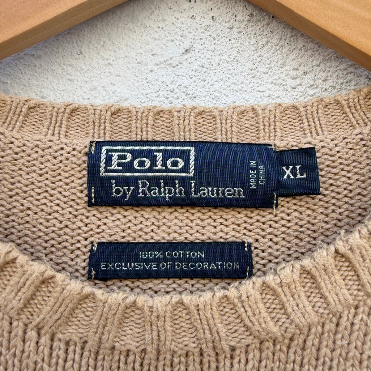 Vintage Polo Ralph Lauren Tan Knit Sweater 90s