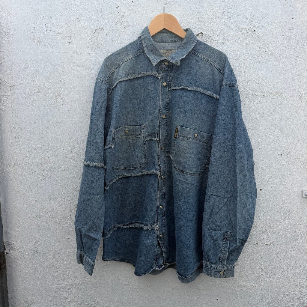 Armani Jeans Denim Patchwork Button Down Shirt 90s
