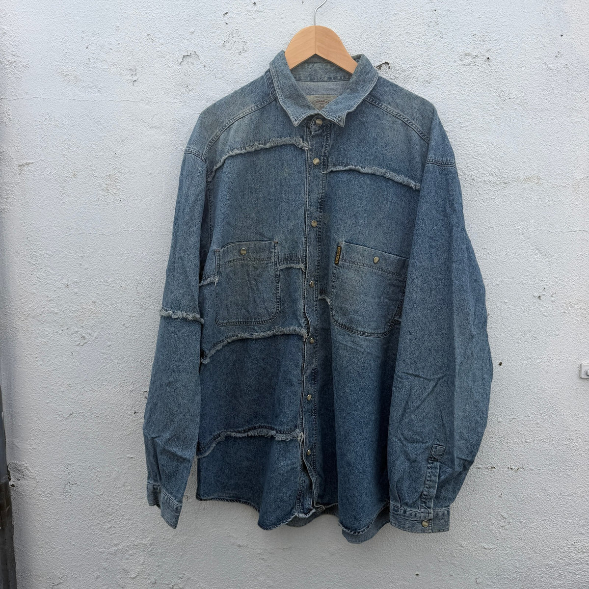 Armani Jeans Denim Patchwork Button Down Shirt 90s