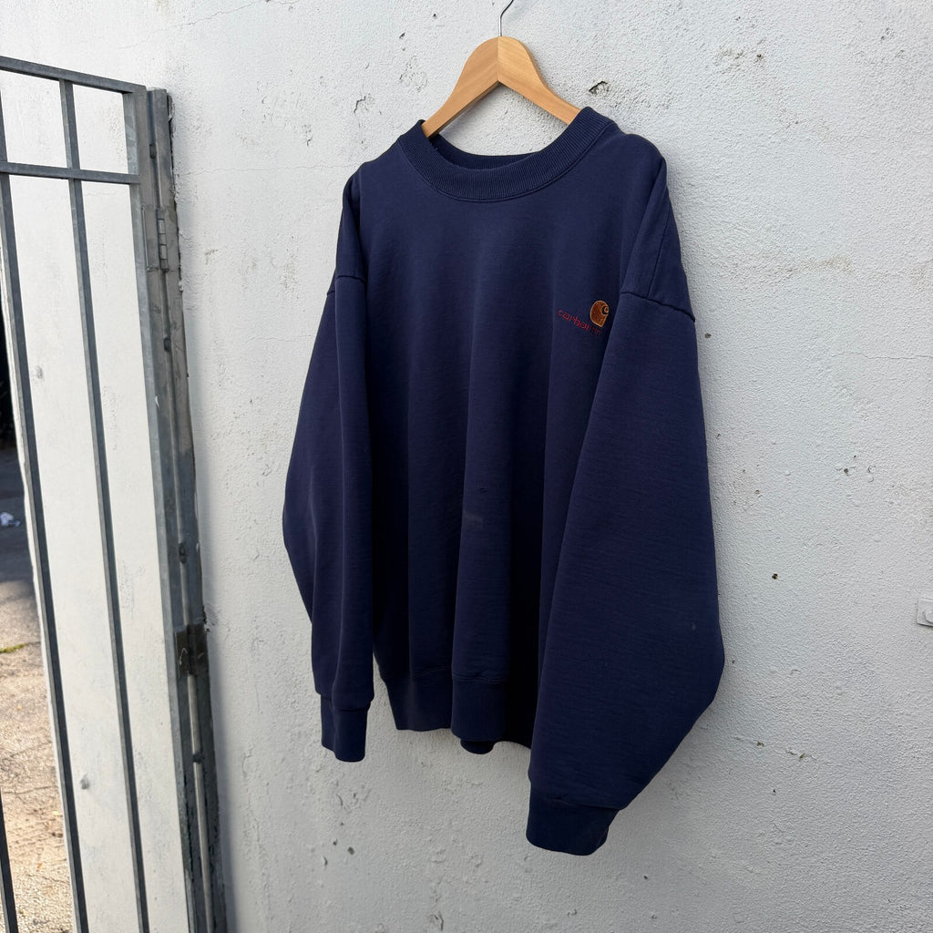 Carhartt Pullover Vintage Navy Thermal Lined Sweatshirt 90s