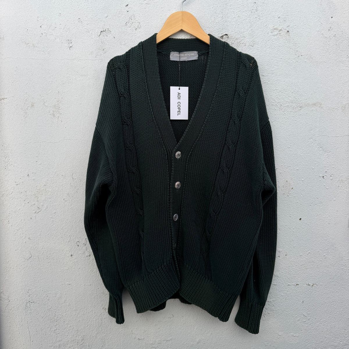 90s Comme Des Garcons Homme Green Cardigan Knit Sweater