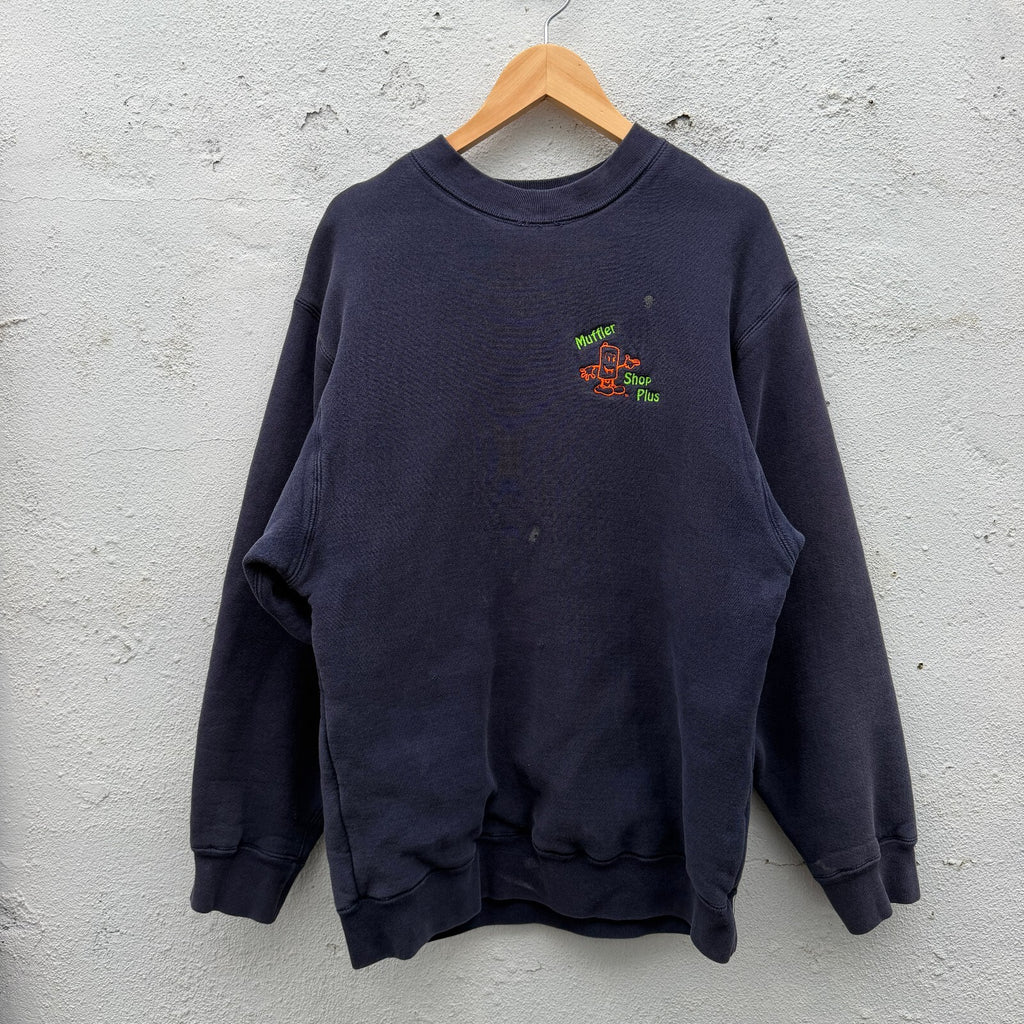 90s Camber Auto Body Muffler Shop Thermal Lined Sweatshirt