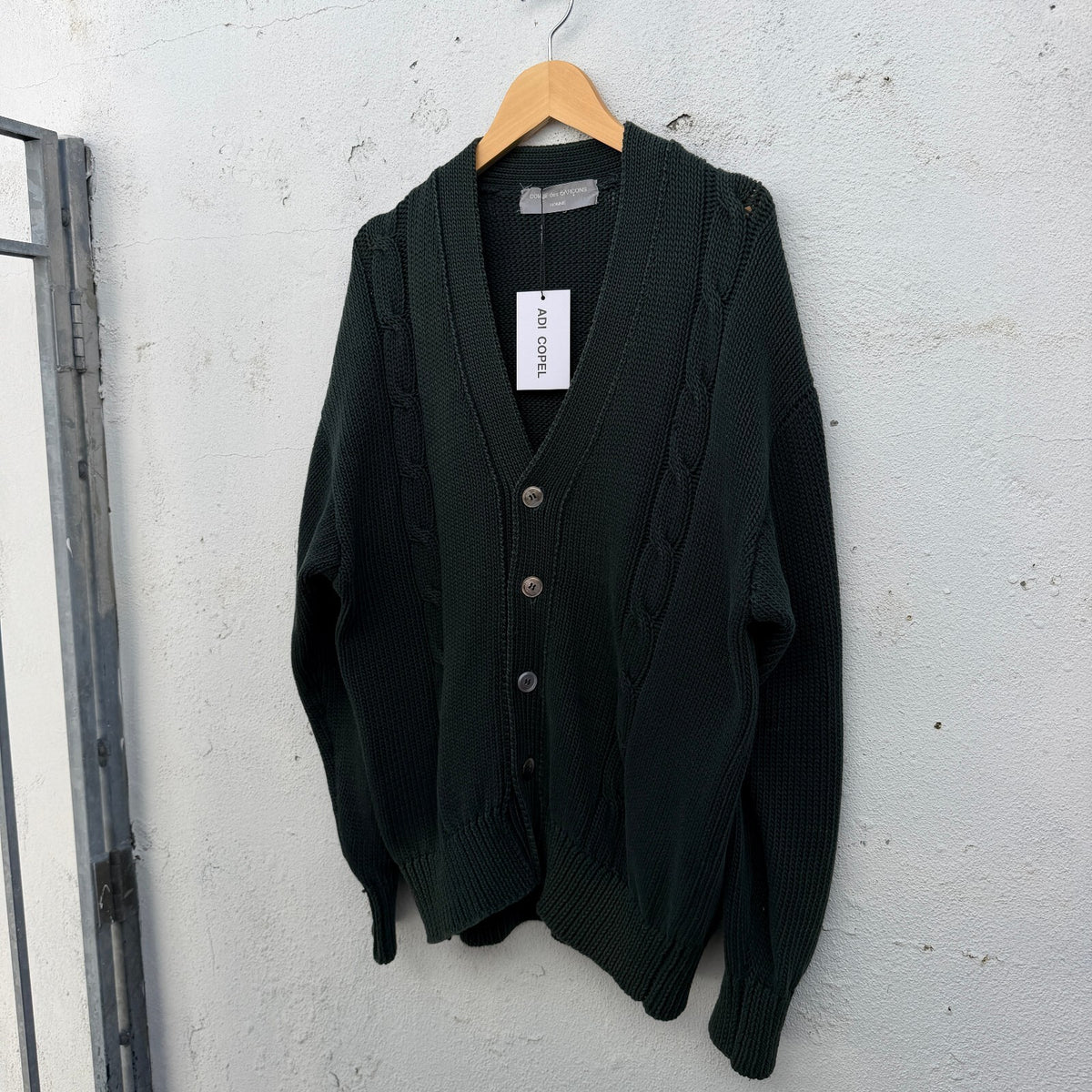 90s Comme Des Garcons Homme Green Cardigan Knit Sweater