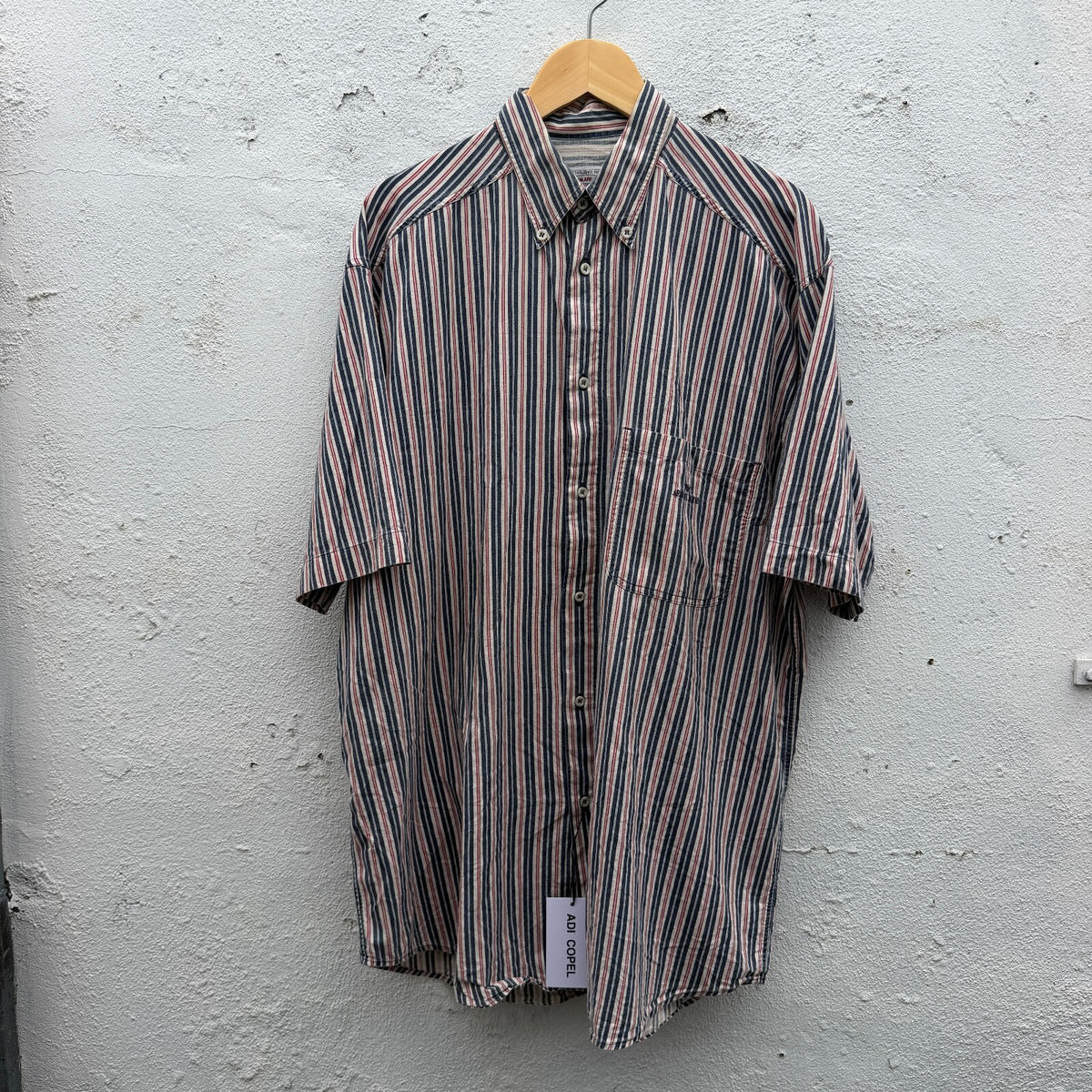 90s Armani Jeans Striped Button Down Pocket Shirt vintage