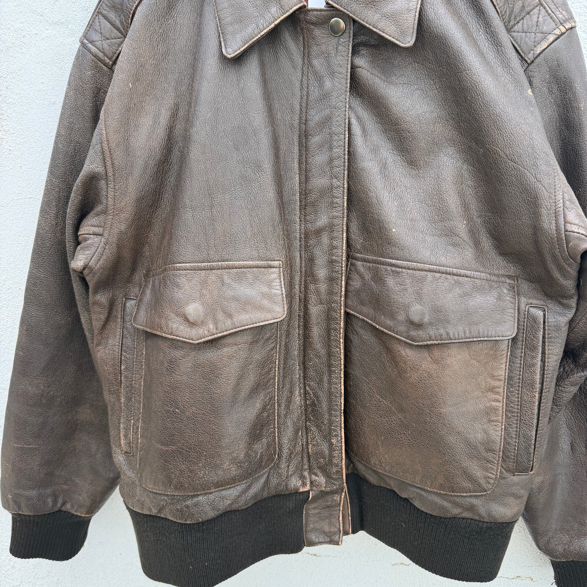 80s A2 Leather Bomber Military Jacket