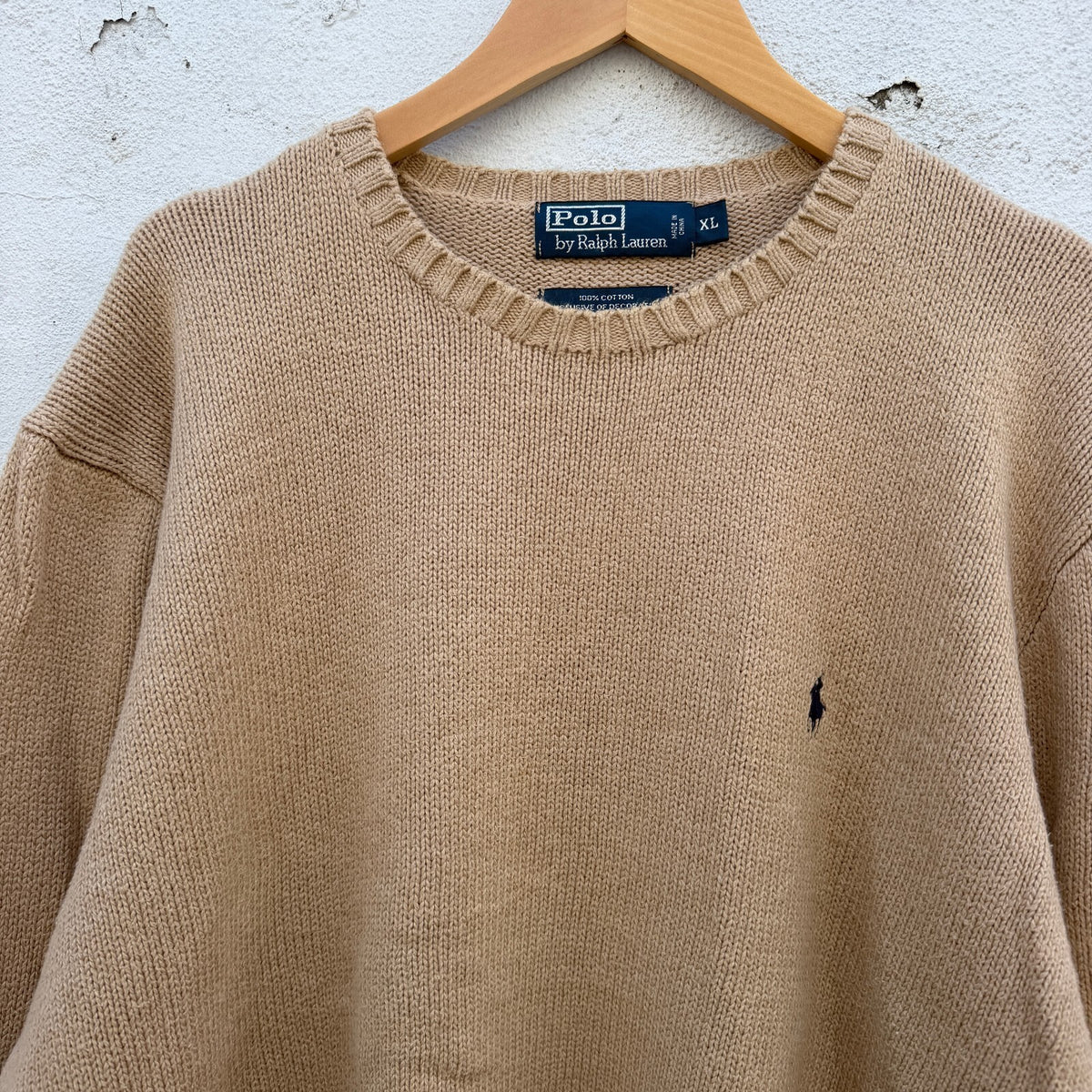 Vintage Polo Ralph Lauren Tan Knit Sweater 90s