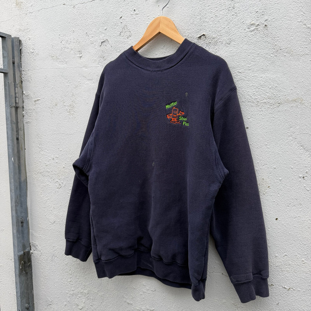 90s Camber Auto Body Muffler Shop Thermal Lined Sweatshirt
