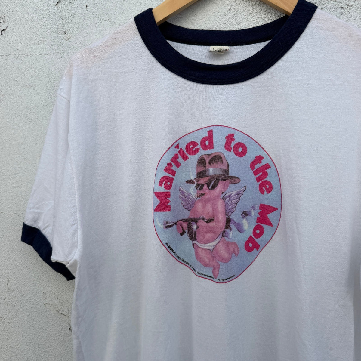 90s Married To The Mob Graphic Print Ringer Tshirt