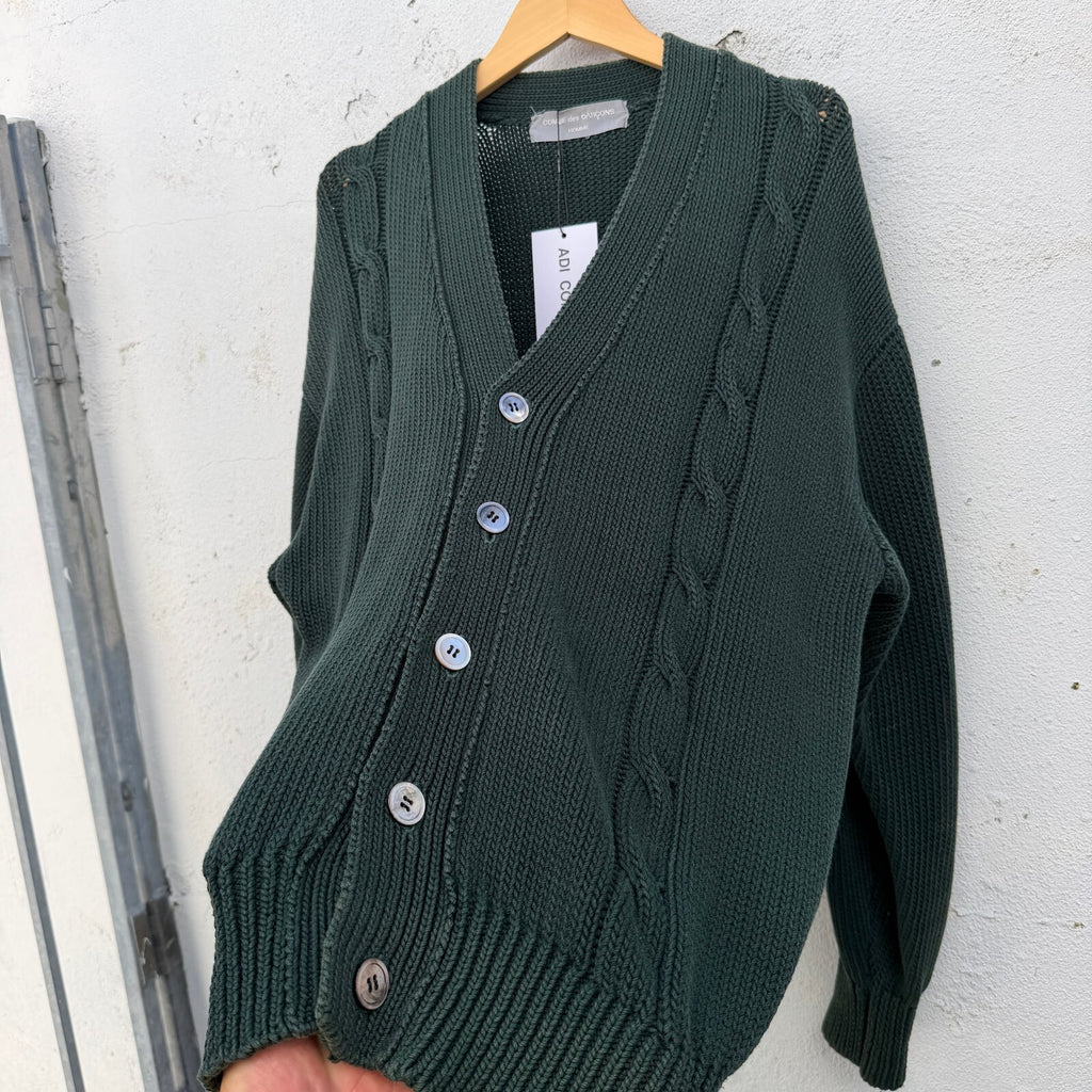 90s Comme Des Garcons Homme Green Cardigan Knit Sweater