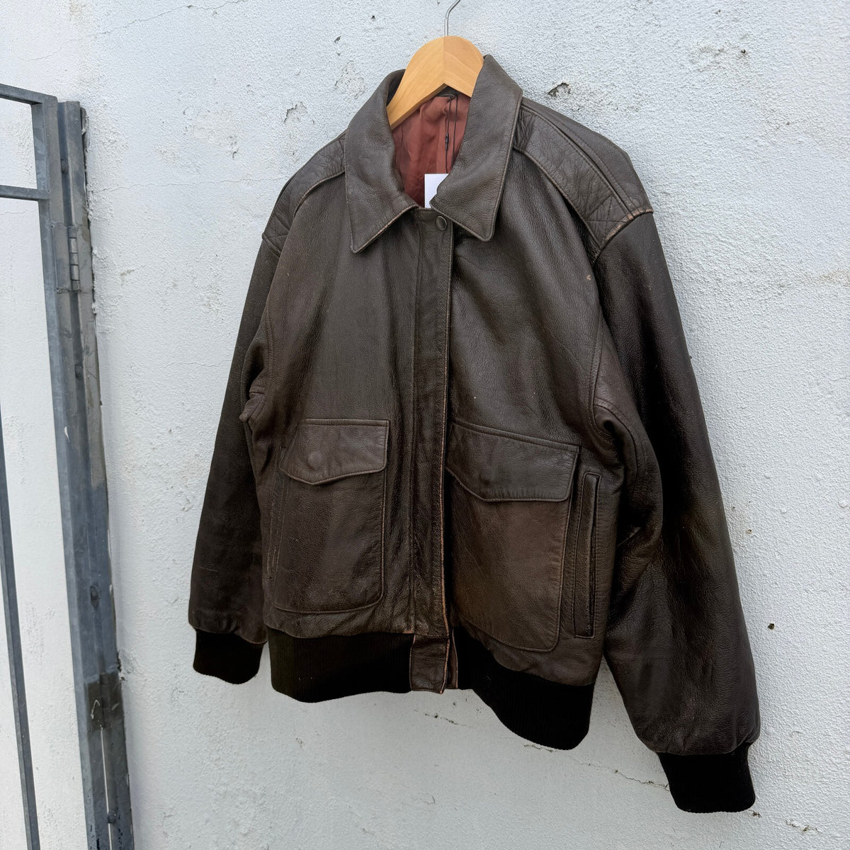 80s A2 Leather Bomber Military Jacket