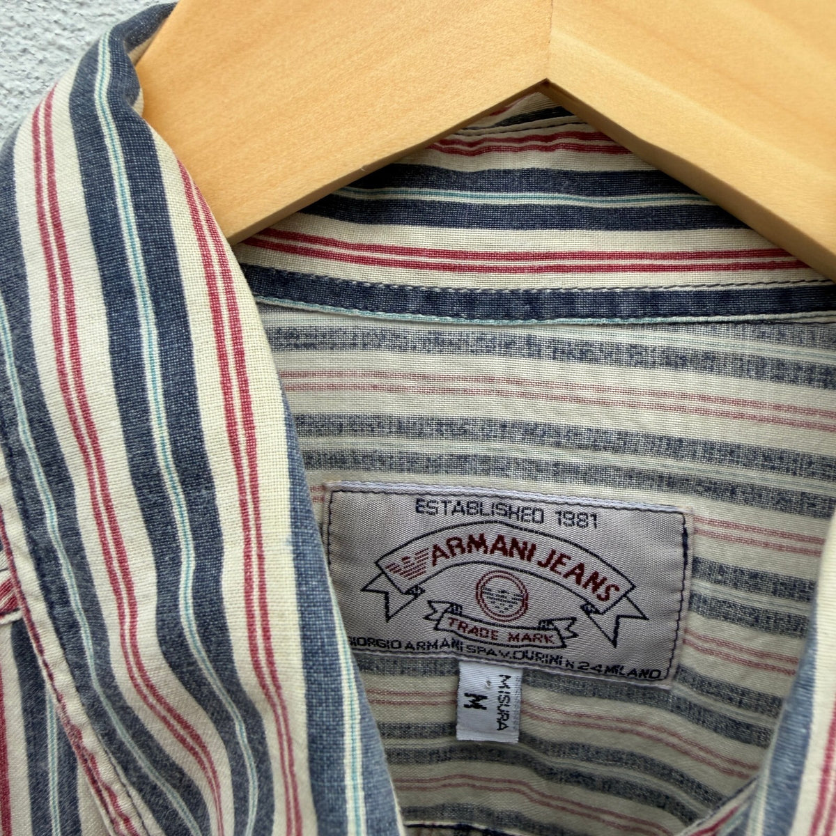 90s Armani Jeans Striped Button Down Pocket Shirt vintage