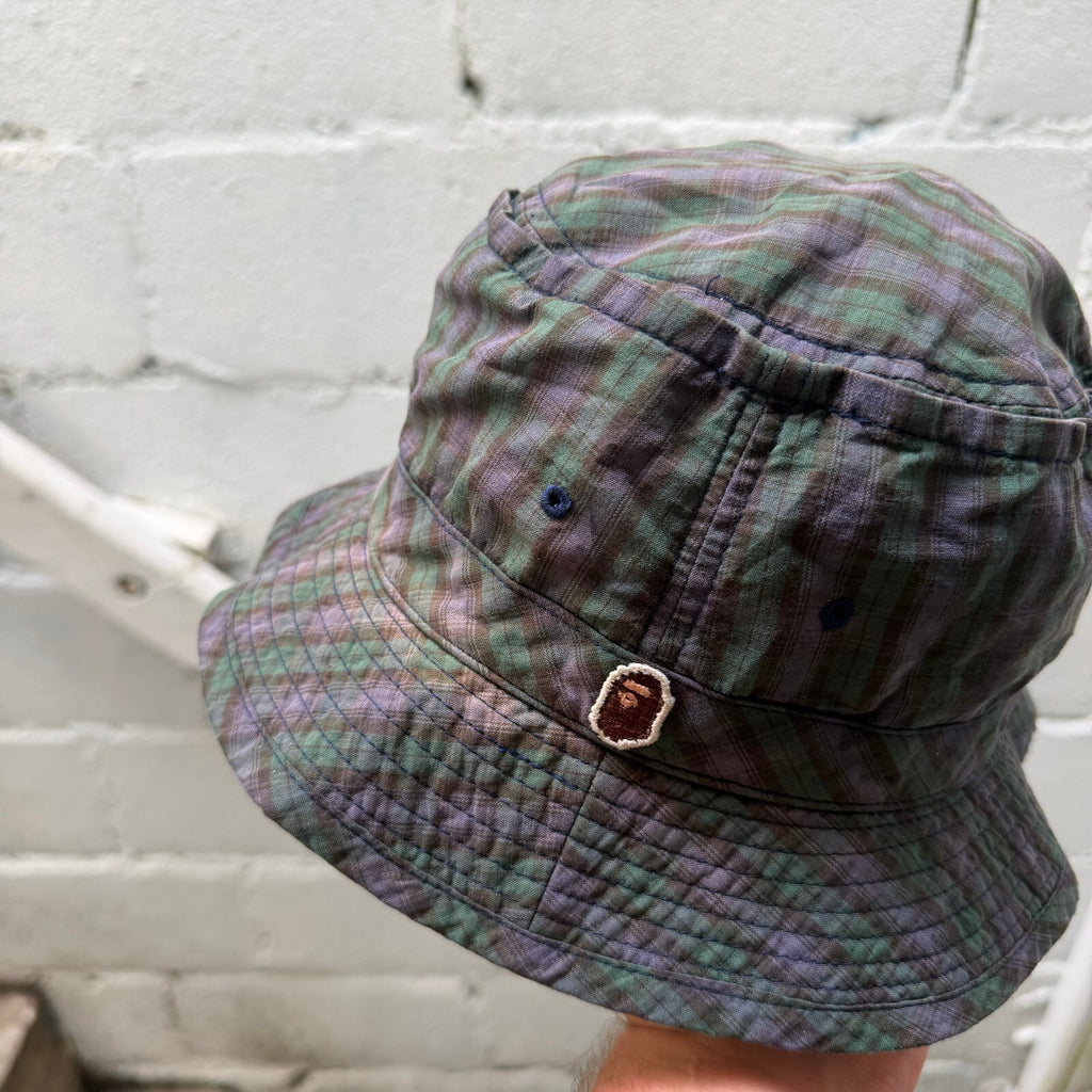 90s Bape faded Plaid Bucket Hat