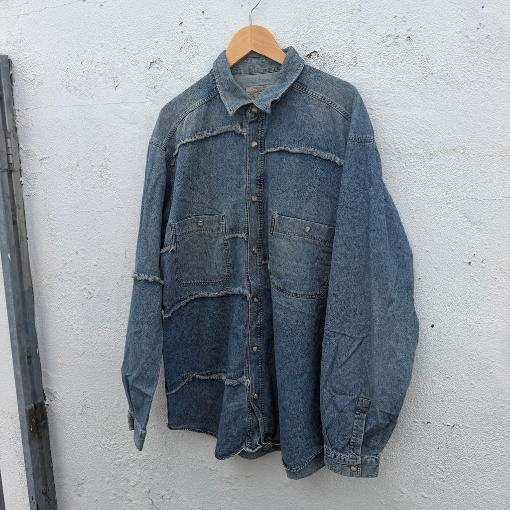 Armani Jeans Denim Patchwork Button Down Shirt 90s