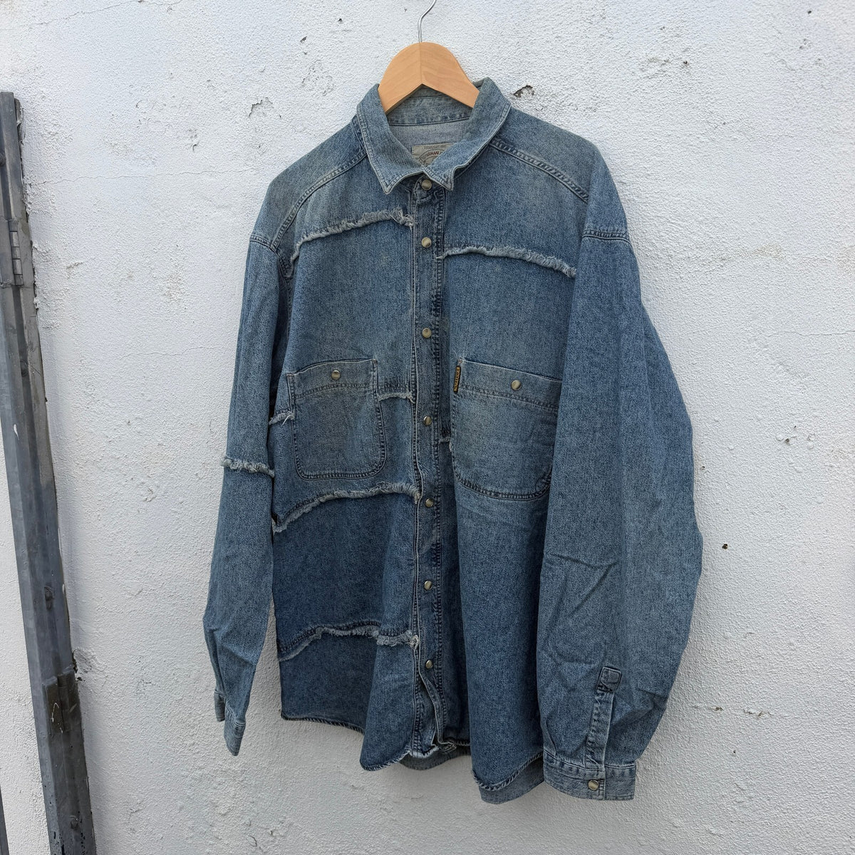 Armani Jeans Denim Patchwork Button Down Shirt 90s